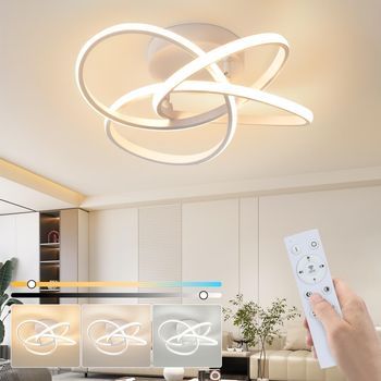 Lámpara De Techo Led Moderna De 46 W, Regulable Con Mando A Distancia, Diseño De Flor De 4 Pétalos, Color Blanco, 45 Cm Zmh