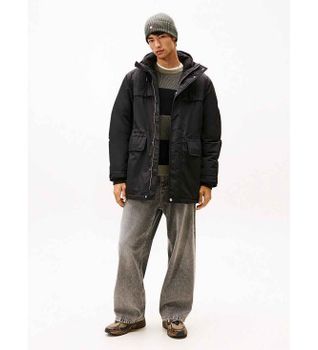 Tommy Jeans para hombre. DM0DM22251 Parka Nylon negro (M), Casual, Sostenible, Nylon reciclado