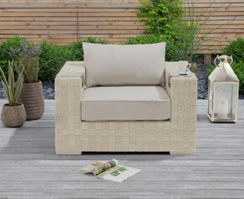 Cardinal Ivory and Cream Rattan Wicker Garden Chair