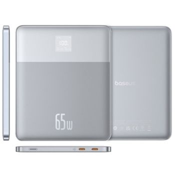 Baseus Blade2 PowerBank Cargador para Portátil 65W USB-C 12000mAh Display LED Plata