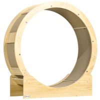 pawhut rueda de ejercicio para gatos de interior cinta de correr con freno cojines para rascar diametro 91 cm natural
