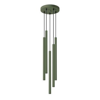 Lámpara colgante vacu verde, 5 luces