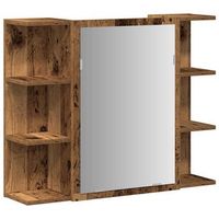 armario de espejo de bano contrachapada envejecida 80x205x64cm vidaxl