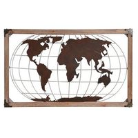 decoracion pared metal pino 75x6x46 mapamundi