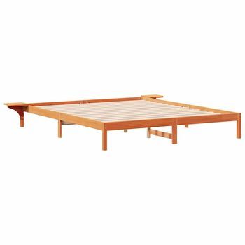 Estructura De Cama Con Mesitas Marrón Cera 180 X 210 Cm
