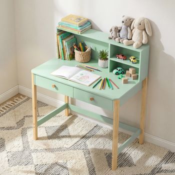 Escritorio Infantil Con 3 Compartimentos Y 2 Cajones Verde Aiyaplay