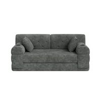 sofa cama 2 plazas terciopelo acanalado 2 cojines urban meuble 168x80x81 cm - gris oscuro