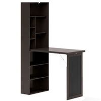 homcom escritorio con almacenamiento plegable de pared con biblioteca area de trabajo pizarra y estante ajustable   aosom espana