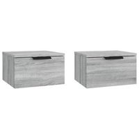 mesita de noche de pared 2 uds color gris sonoma 34x30x20 cm vidaxl