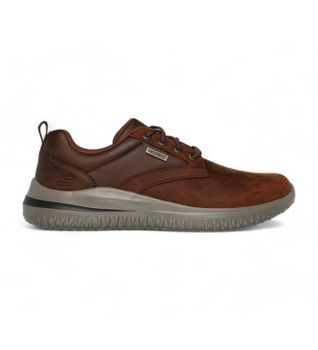 Skechers para hombre. 210661 Zapatillas de Piel Delson 3.0 Glavine marrón (45), Plano, Cordones, Casual