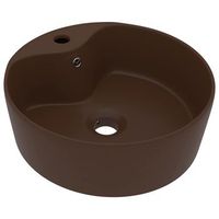lavabo lujoso y rebosadero ceramica marron oscuro mate 36x13 cm vidaxl