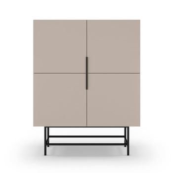 Aparador alto de 4 puertas en madera y metal h128cm - beige