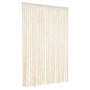 Cortina Antimoscas Chenilla Beige Y Blanco 118x220 Cm Vidaxl