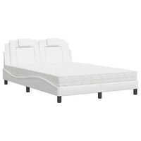cama viana con colchon cuero sintetico blanco 140x200 cm vidaxl