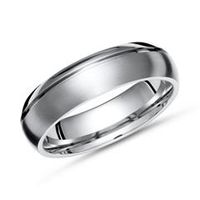 anillo moderno de titanio parcialmente pulido de 6 mm de ancho