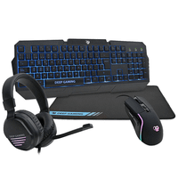 combo tecladoratonauricularesalfombrilla coolbox x-wing gaming usb negro led