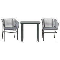 juego comedor jardin 3 pzas cojines ratan sintetico vidrio gris cfw309207