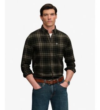 Superdry para hombre. M4011197A Camisa Cotton Lumberjack verde (XXL), Casual, Algodón, Manga larga