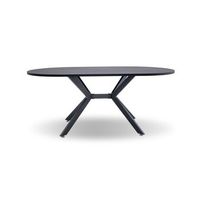 marui big - mesa de comedor ovalada de madera y metal con pie central ashi 180x100 cm - madera negra