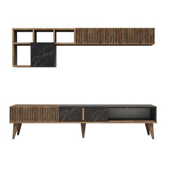 Mueble Tv Con Estante Milán Negro Nogal