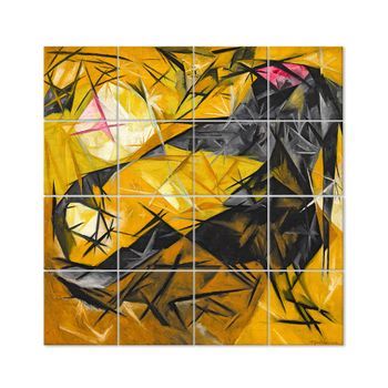 Legendarte - Panel Decorativo Multiple Gatos - Natalia Goncharova Cm. 200x200 (16 Paneles)