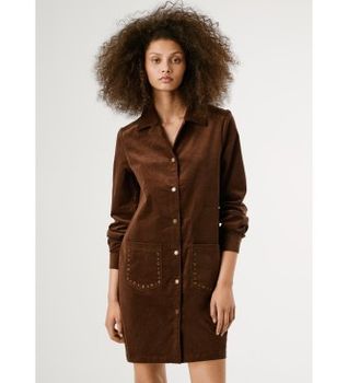 Pepe Jeans para mujer. PL9537694 Vestido Noelia marrón (XL), Casual, Algodón, Manga larga