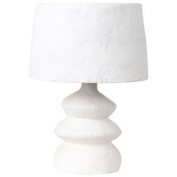 Lámpara De Mesa Artesanal De Papel Maché Blanco Arapey