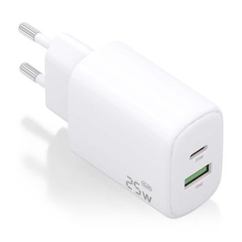 Aisens A110-0911 Cargador 25W 1xUSB-C PD3.0 1xUSB-A QC3.0 Blanco