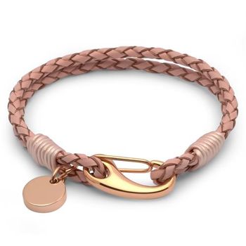Pulsera de cuero rosa de estilo vintage