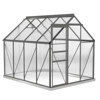 outsunny invernadero de jardin en policarbonato 48 m con fundacion ventanilla ajustable puerta corredera 19x253x199m transparente