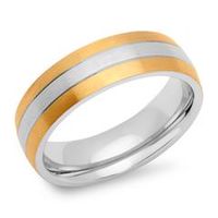 anillo de acero inoxidable parcialmente dorado 6 mm