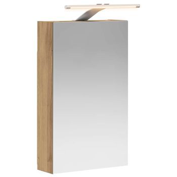 Armario Con Espejo De Baño | Mueble De Baño Roble Artesanal 30 X 10,5 X 50 Cm