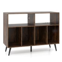 costway soporte para tocadiscos con estacion de carga con 5 patas metalicas puertos usb y type-c 100 x 40 x 745 cm marron y negro