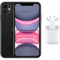 apple iphone 11  airpods with charging case 2nd generation bundle - 64 gb black black