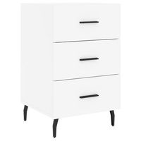 mesita de noche con 3 cajones 40 x 40 x 66 cm madera de ingenieria blanca y hierro dec033401