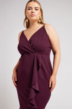 Yours London Curve Purple Ruffle Wrap Dress, Mujer Curvy Y Tallas Grandes, Yours London