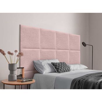 Dhome Cabecero Tapizado Para Camas De 105cm Compuesto De Paneles Autoadhesivos Intercambiables De Lino Natural Cama Lujo Dormitorio Acolchado (rosa