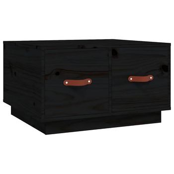 Mesa De Café - Mesa De Centro De Madera Maciza De Pino Negro 60x53x35 Cm