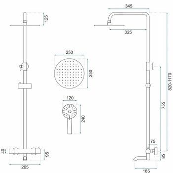 Juego De Ducha Oculto Rea Lungo Titanium High