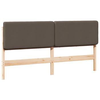 Cabecero Tapizado Marrón Y Topo 180 Cm Madera De Pino Macizo Vidaxl