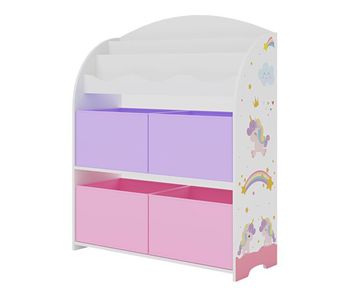 Estantería infantil orust con motivos aglomerado 98x83x30 cm - motivo unicornio rosa/violeta [en.casa]