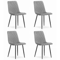set de 4 silla de comedor terciopelo valora turin asiento de terciopelo gris claro
