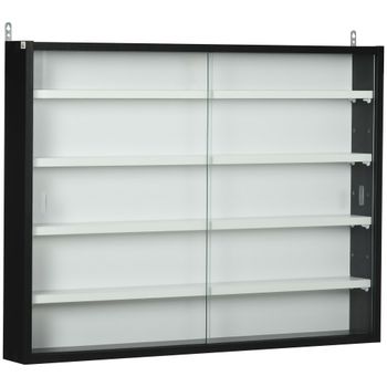 Vitrina de pared 80x9.5x60 cm negro y blanco