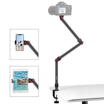 PULUZ soporte para cámara superior con abrazadera en C soporte de escritorio soporte en vivo soporte para teléfono móvil y tabletas IPads cámara de escritorio transmisión en vivo