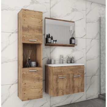 Conjunto De Muebles De Baño Montreal, Juego De Muebles De Baño, Muebles De Baño Pequeños, Lavabo Incluido, Color Castaño