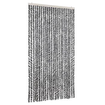 Cortina Antimoscas Chenilla Gris Negro Y Blanco 100x230 Cm
