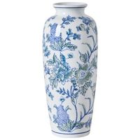 jarron para flores florero accesorio decorativo de porcelana blanco y azul guadix