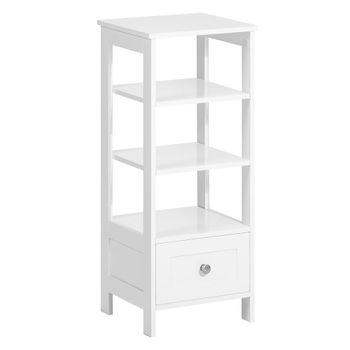 Mesa auxiliar alta con 1 cajón y 3 niveles madera blanco