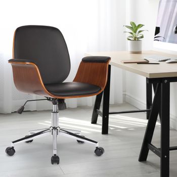 Silla de oficina giratoria regulable en madera nogal/negro