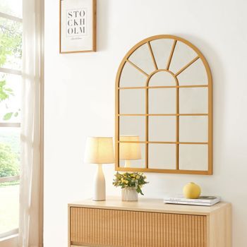 Espejo De Pared Villalago Cuadriculado En Forma De Ventana Mdf 80 X 60 Cm - Dorado [en.casa]
